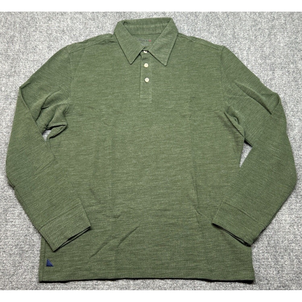 UNTUCKit Dao Polo Shirt Mens M Green Long Sleeve Cotton Blend New